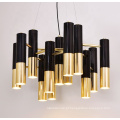 Luzes pingentes decorativas modernas de metal dourado para decoração de casa